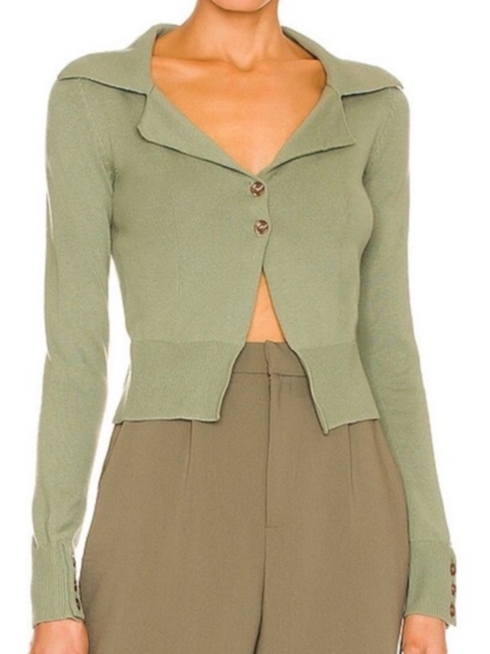Song of Style Alayna Collared Sage Green Cardigan